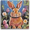 Vymalujsisam.sk Maľovanie podľa čísiel - Veselý zajko s kvetinami Veľkosť: 50x50cm, Rám: Bez rámu, iba zrolované plátno