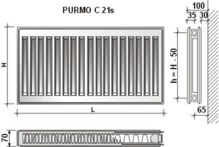 Purmo COMPACT C21 550 x 1400 mm F062105514010300