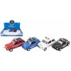 Teddies Auto polícia retro 11cm kov/plast na spätné natiahnutie na batérie so svetlom 4 druhy 12ks v boxe