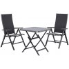 Livarno® Hliníkový skladací stôl Houston/Toronto, 70 x 70 x 70 cm + Záhradné hliníkové kreslo Houston, 2 kusy, sivé (800012156)