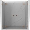 Mexen Lunar L Duo otočné sprchové dvere 180 cm, transparentné, brúsená meď - 834DL-180-000-65-00