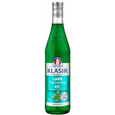 KLASIK Pepermintový likér 25% 0,5 l (čistá fľaša)