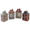 Ego Dekor Keramický domeček na čajovou svíčku VAN HELSING, svícen DOMEČEK NA NÁMĚSTÍ, barva: staro-růžová/šedá/krémová/cihlová, výška: 19cm|MyScandi - šedá