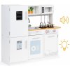 EcoToys Drevená detská kuchynka s LED svetlom a doplnkami