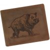Brúsená kožená peňaženka s motívom diviaka L1172 hnedé