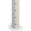Šatníková skrinka S1 s úložnými boxmi, 4 boxy, 1850 x 300 x 500 mm, kódový zámok, laminované dvere, breza