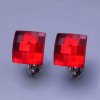 Náušnice klipsy z chirurgickej ocele Swarovski červené štvorčeky 12mm