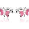 Šperky eshop - Strieborné puzetové náušnice 925 - ružový motýlik AB13.04