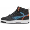 Detská obuv na voľný čas Puma, REBOUND V6 MID TECHIE BUDDY JR čierna,modrá,oranžová,biela, 37.5 EU