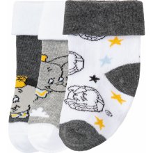 Chlapčenské ponožky pre bábätká 3 páry Dumbo/sivá/biela