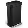 Pedálový odpadkový kôš Simplehuman – 45 l, matná čierna oceľ, vrecko na vrecká