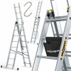 Hliníkový rebrík PRO + hák a taška, 3x8 | DRABEST
