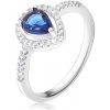 Šperky eshop - Prsteň - tmavomodrý slzičkový kameň, číre zirkóny, striebro 925 K4.16 - Veľkosť: 51 mm