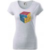 Rubikova kocka kreslená - Dámske tričko Pure - XS ( Svetlosivý melír )