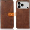 Peňaženkové kožené puzdro KHAZNEH Cowhide na iPhone 16e - Hnedá