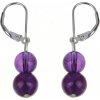 Náušnice - Ametyst guličky 8mm duo