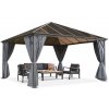 Milos 4x4m záhradný altánok so závesmi Garden Point sivý