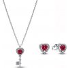 PANDORA set náhrdelník a náušnice Červené srdiečko 298427C04+394392C01