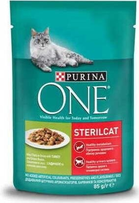 PURINA ONE cat Sterilcat mini filetky s morkou a zelenými fazuľkami v šťave 24 x 85 g