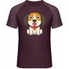 Mymate Predĺžené Tričko MY111 - Ilustrácia sediaceho psíka - Burgundy / Heather Burgundy - XL - Pánske