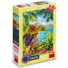 DINO Svietiace puzzle Papagáj v džungli XL 100 dielikov