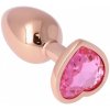 Kovový análny kolík s kryštálom Gold Anal Plug with Heart S