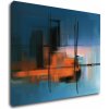 Impresi Obraz Abstrakt modrý s oranžovým detailom - 90 x 70 cm