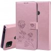 Peňaženkové kožené puzdro ROSES na Xiaomi Redmi 9C - zlatoružová