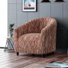 Bielastické poťahy UNIVERSO NOVÉ žíhané hnedé klubové kreslo (š. 50 - 70 cm) Doprava zadarmo