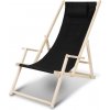 Yakimz Deckchair Camping Lounger Folding Drevené útulné skladacie lehátko Sunlounger Wood Čierna s madlami