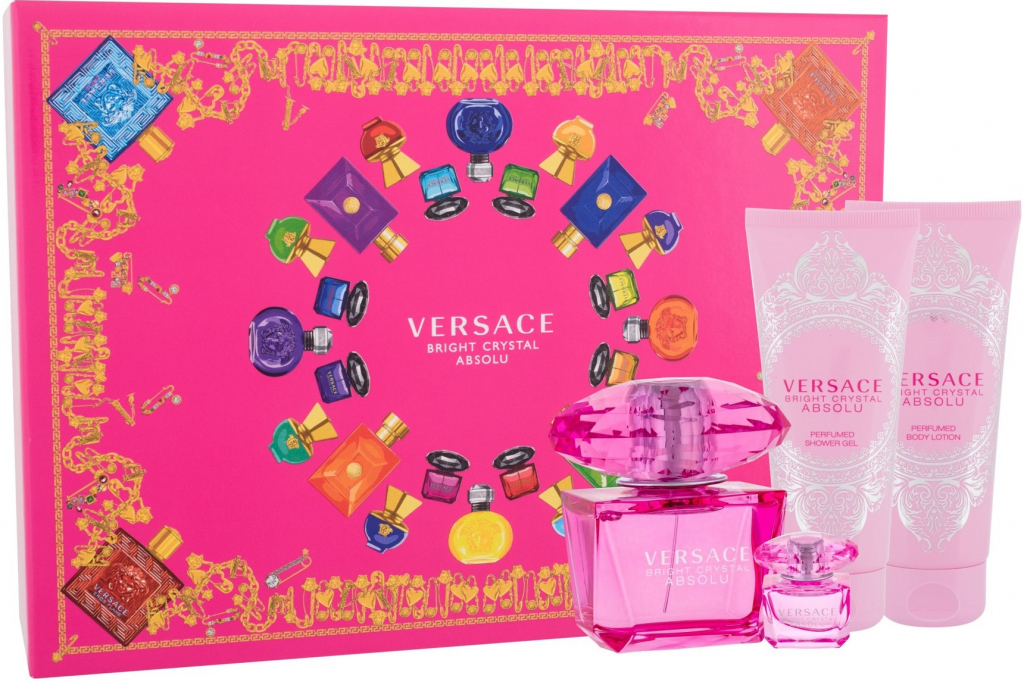 Versace Bright Crystal Absolu telové mlieko 100 ml + sprchový gél 100 ml + EDP 90 ml + EDP 5 ml darčeková sada