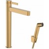 Hansgrohe Finoris Umývadlová batéria s výpusťou Push-Open a bidetovou spŕškou, EcoSmart, kefovaný bronz 76220140-HG