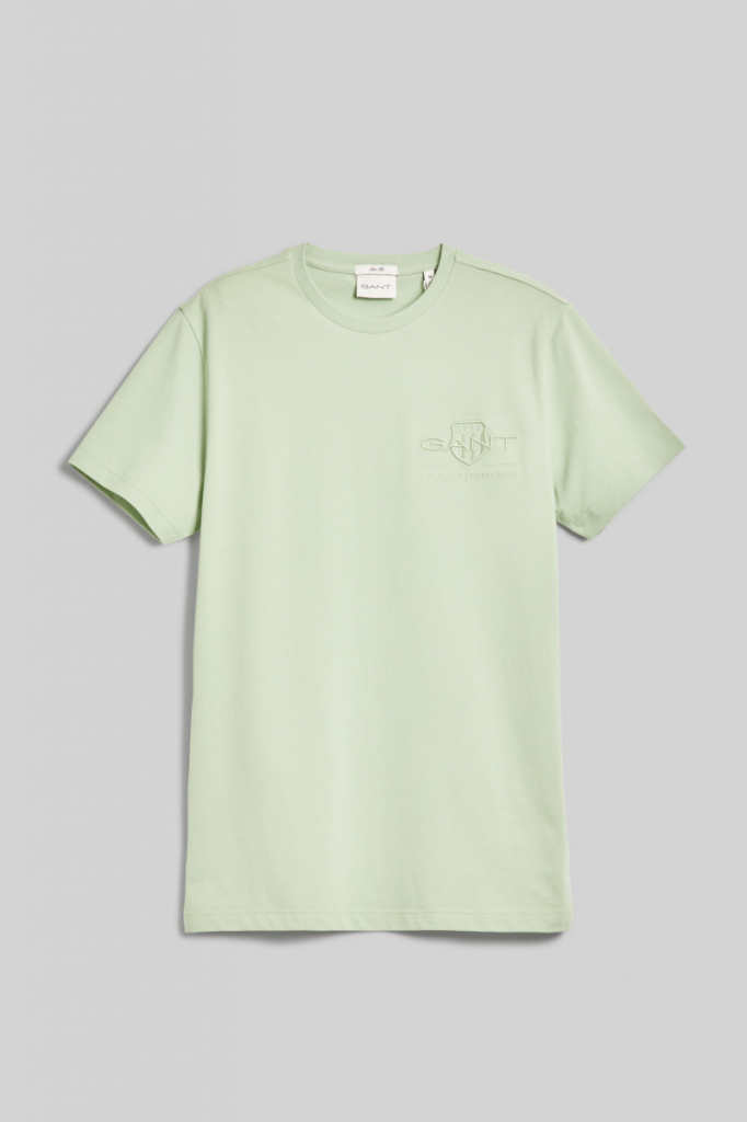 Gant Slim tonal Shield Pique SS Tshirt zelené