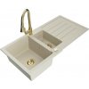 MEXEN - Andres granitový drez s odkvapkávačom vrátane batérie Elia, béžová 6515-69-670101-50