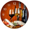 Nástenné sklenené hodiny Víno fi 30 cm