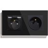 Elektrická zásuvka s USB, nástenná BSEED, čierna