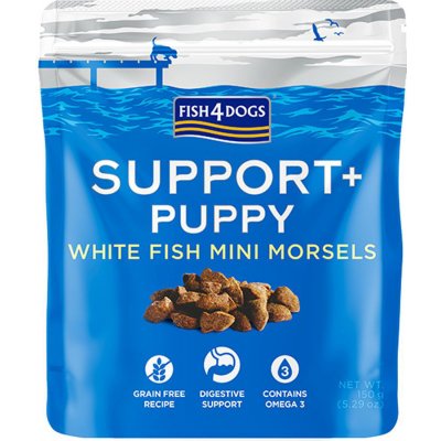 Fish4Dogs Pamlsky pre šteniatka na podporu trávenia s kúskami bielej ryby a prebiotikami 150 g