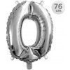 JUNIOR Balón narodeninový 76 cm číslo 0, strieborný