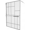 MEXEN/S - KIOTO Sprchová zástena WALK-IN s poličkou a držiakom uterákov 100 x 200, transparent/čierna 8 mm, chróm 800-100-121-01-78