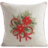 Takoy Vyšívaná obliečka na vankúš 45x45 cm s ľanovou štruktúrou vianočná kytica-HF-472398 | 45 x 45 cm