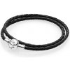 Náramok PANDORA Moments dvojitý pletený kožený čierny 35 cm 590745CBK-D1