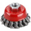 Kartáč hrnčekový M14 vrkočový, oceľový drôt 0,5mm, 65mm