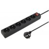 PREMIUMCORD Predlžovací prívod 230V 3m 6 zásuviek + vypínač, čierny