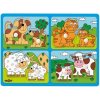 Woody Puzzle Domáce zvieratká s mláďatkami 4v1