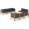vidaXL 9-dielna záhradná sedacia súprava s tmavosivými podložkami bambus