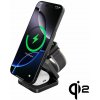 Cubenest 3v1 Qi2 Skládací bezdrátová magnetická nabíječka SQ312 Pro - černá
