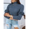 Dámske rebrované svetre s volánmi na rukávoch v modrej farbe, my1418-UNI UNI