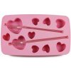 TORO Forma silikónová na ľad so slamkou, srdce, ružová