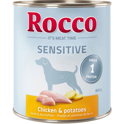Výhodné balenie Rocco Sensitive 12 x 800 g - mix: kuracie a zemiaky + morčacie a zemiaky