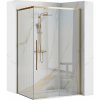 Rea Solar Gold Elegant, sprchový kút s posuvnými dverami 100 (dvere) x 80 (stena) x 195 cm, 6 mm číre sklo, zlatý profil + čierny sprchová vanička Savoy, KPL-K4902